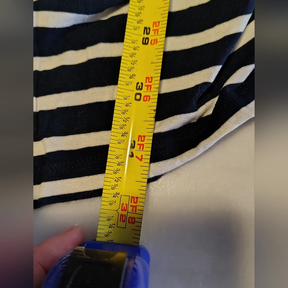 Liz Lange Maternity Navy Blue and White Striped Cinched Stretchy Tee Size XL